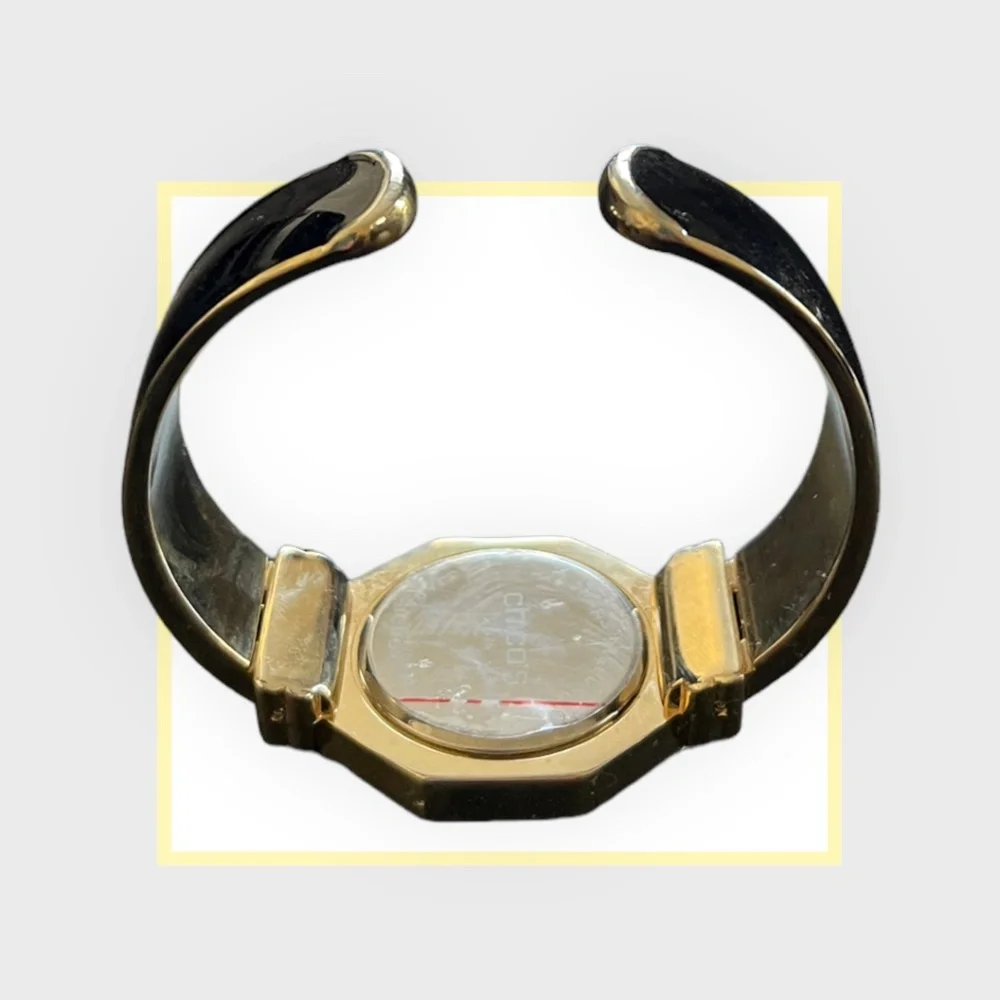 Chico's‎ Black and Gold Octagon Shaped Face Watch Cuff Bracelet